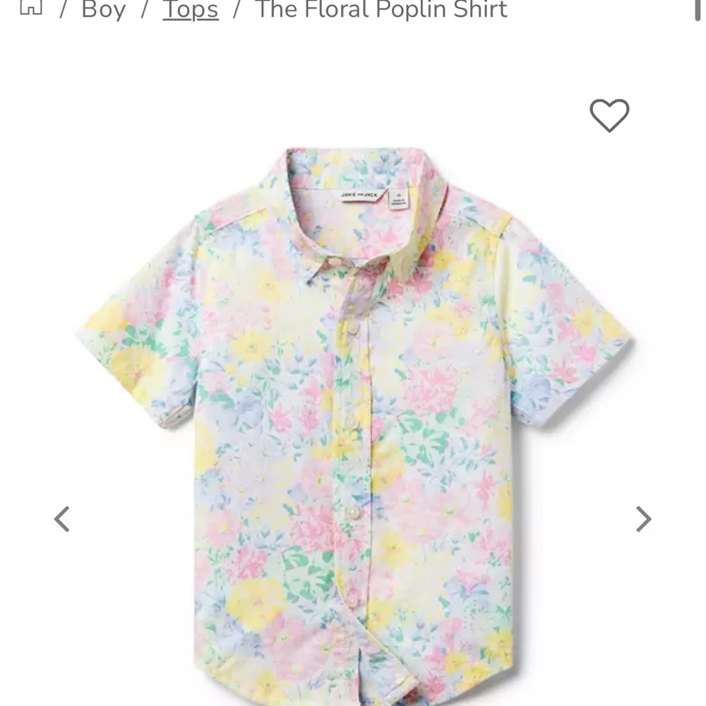 Janie and Jack Floral Poplin Kids Shirt 4T